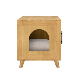 English Elm Lars Rubberwood Rattan Dog Crate Cabinet Stylish Pet Kennel for Living Room Natural N775P397559N