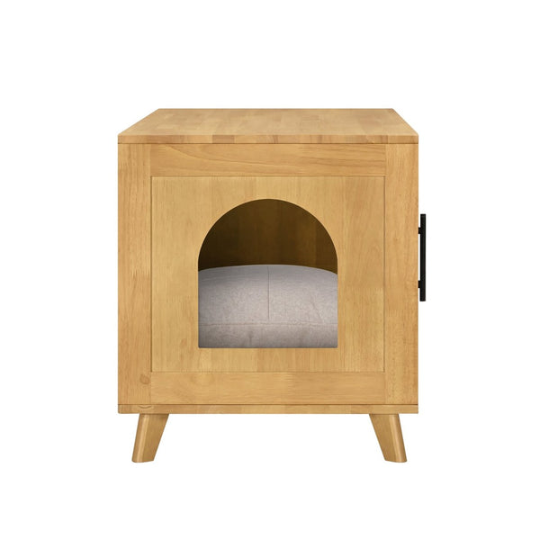 English Elm Lars Rubberwood Rattan Dog Crate Cabinet Stylish Pet Kennel for Living Room Natural N775P397559N