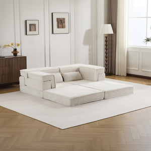 English Elm Compression Modular Sofa Bed - Versatile No Assembly Floor Couch With Soft Circle Fleece Fabric W3723P377147