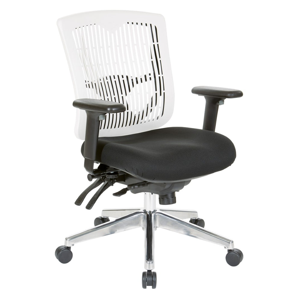 OSP Home Furnishings Contoured Plastic Back Manager Chair with Lumbar Support and Ergonomic Foam Seat 97898CWH-30