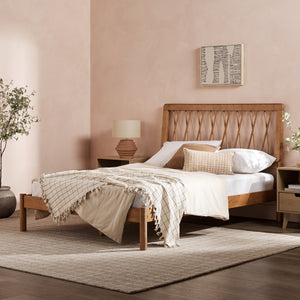 X Spindle Mid-century Modern Solid Wood Full Bed Caramel XAVB6BCA Walker Edison