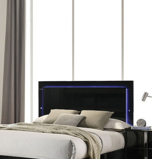 English Elm Contemporary King Size Bed With Led Headboard - Sleek Piano Black Finish & Modern Design For Your Bedroom B2741S00080