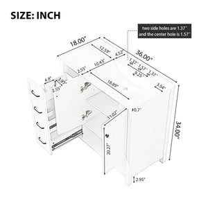 English Elm 36" Freestanding Bathroom Vanity Solid Wood Mdf Cabinet Ceramic Undermount Sink Open Shelf Grey N725P364203E