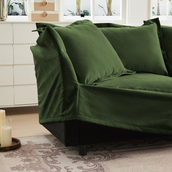 English Elm Upholstered Chenille Armchair & Wide Ottoman Set With Plush Pillows For Cozy Living Room Relaxation W3041S00047-GIGA