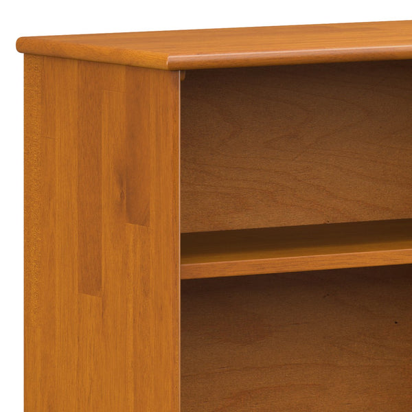 English Elm Draper Teak Low Bookcase – Solid Rubberwood, 4 Open Shelves, Mid-Century Tapered Legs, Anti-Tip B136P238603