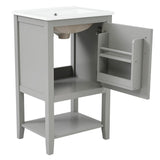 English Elm 20" Bathroom Vanity With Sink, Bathroom Cabinet With Soft Closing Door, Storage Rack and Open Shelf, Grey