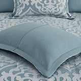 Madison Park Odette Traditional 8 Piece Jacquard Comforter Set MP10-8081 Aqua/Silver