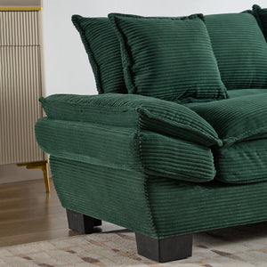 English Elm Corduroy Modern Sofa Sleeper Loveseat with Double-Layer Cushions, Two Pillows, Sturdy Frame 84" Green W676P227343