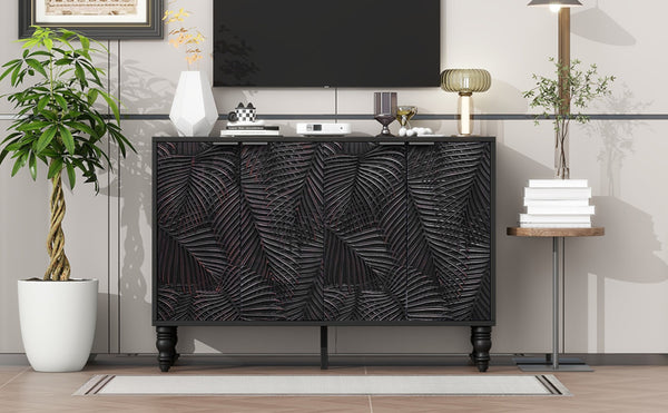 English Elm Vibe 47.2'' Stylish Modern Tv Stand With Solid Wood Legs, Spacious Storage & Anti-Tip Safety Design N724P233372B-GIGA