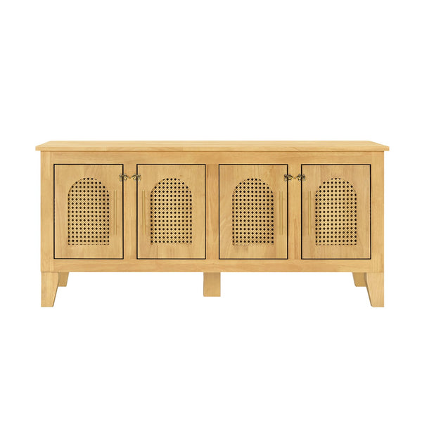 English Elm Lars Rubberwood Rattan Dog Crate Cabinet Stylish Pet Kennel for Living Room Natural N775P397560N