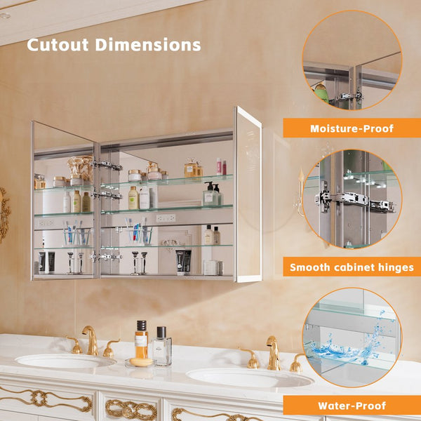 English Elm Lighted Aluminum Medicine Cabinet Smart Mirror with Anti-fog Led and Built-in Usb Outlet W5609P461480