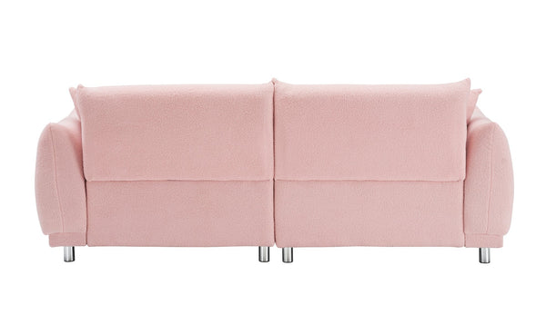 English Elm 86.6 Inch Plush Teddy Fleece Three Seat Sofa with Pillows for Cozy Apartment Living W1658P329064