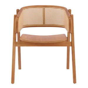 English Elm Rattan Mesh Back Rubberwood Arm Dining Chairs Bohemian Coastal Natural Set of 2 N772P415449N