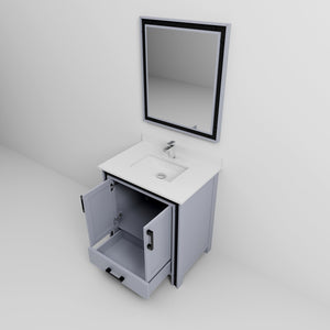 English Elm Dark Grey Bath Vanity 30" W x 22" D with Cultured Marble Top, Chrome Faucet, 28" Mirror, Durable Finish B2731S01355