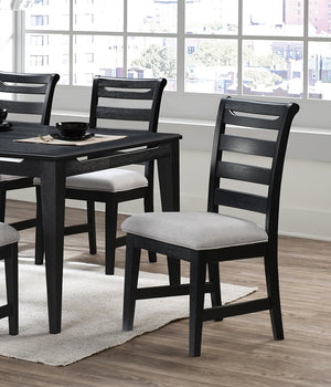 English Elm Modern 2Pc Dining Chair Set With Black Ladder Back Frame & Upholstered Cushions For Cozy Dining B011P218339