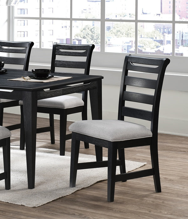 English Elm Modern 2Pc Dining Chair Set With Black Ladder Back Frame & Upholstered Cushions For Cozy Dining B011P218339