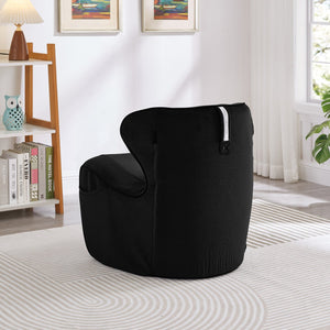 English Elm Ergonomic Floor Chair Velvet Upholstered Lumbar Support Seat for Reading Nook or Lounge Black W1097P462006