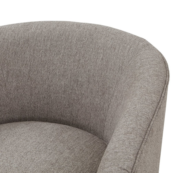 English Elm Miramar Plush Chenille Barrel Swivel Chair with Warm Wood Base, 360° Comfort and Removable Cushion Gray B050P322578