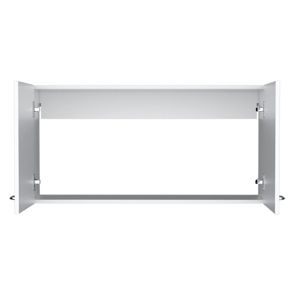 English Elm Wall cabinet 19"H Double-Door White Engineered Wood with Two Shelves, Metal Handles, Compact Durable Storage B097P221380