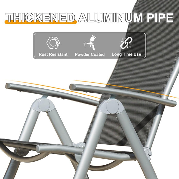 English Elm Patio Reclining Chairs Set Of 2 - Durable Aluminum Frame, Adjustable High Back, Soft Padded Seats W1859P210876-GIGA