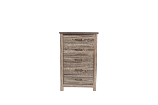 English Elm Natural Retro-Modern Wooden Dresser with Tapered Legs, Weathered Grey-Brown Finish & Black Grooves Natural 35 L x 20 W x 55 H B011P193967