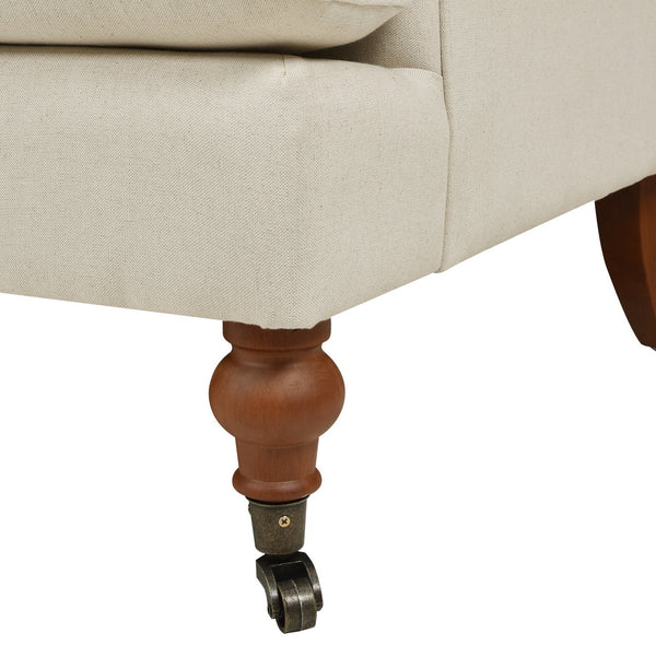 English Elm Jennifer Taylor Home - Alana Lawson Three-Cushion Tightback Sofa In Light Beige Linen - Stylish, Durable, And Comfortable Seating B2719P238313