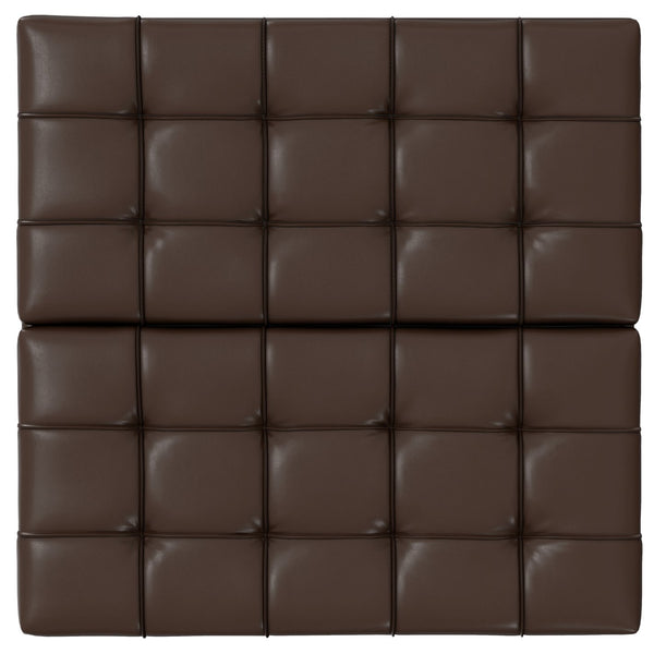 English Elm Harrison Large Square Storage Ottoman Coffee Table with Tufted Vegan Leather, Lift-Top & Seating Brown B136P254709