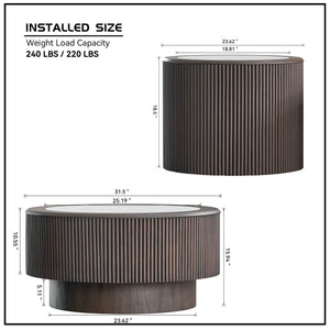 English Elm Modern Faux Marble Coffee Table Set - Stylish 2-Piece Round End Tables For Living Room & Office W2582S00161