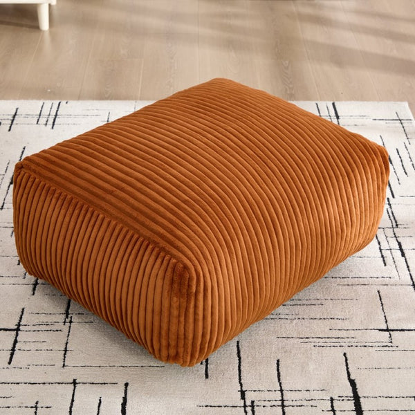 English Elm Big Corduroy Lounger Bean Bag with Ottoman Memory Foam Fill for Living Room Orange W395P435350