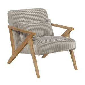 English Elm Upholstered Corduroy Accent Chair with Lumbar Pillow Rubberwood Frame Modern Sitting Room Taupe B011P455641