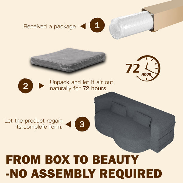 English Elm Modern Full Size Folding Sofa Bed with Teddy Fabric, Foam-Filled 15" Sleeper, 2 Pillows, No Assembly Required Grey W1885P272261