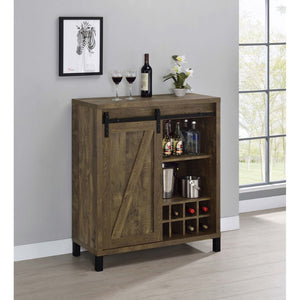 English Elm Arcata Farmhouse Bar Cabinet with Sliding Barn Door Wine Rack and Stemware Storage B062P440252