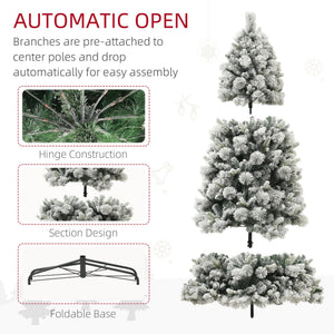 English Elm Homcom 6.5 Ft Pre-Lit Snow-Flocked Christmas Tree With 350 Lights & Metal Stand For Cozy Holidays W2225P249671