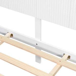 English Elm Stylish King Bed Frame Vertical Slat Headboard Low Profile Contemporary Bedroom White N770PK369234K