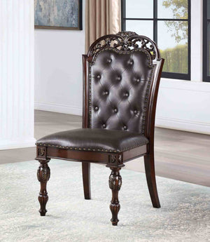 English Elm Traditional Elegant 2pc Arm Chair Set with Upholstered Seats, Ornate Corbels, Solid Rubberwood Finish Brown,Cherry,Espresso 26 L x 46 W x 14 H B2741P408855