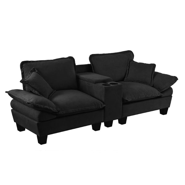 English Elm Modular Cloud Sofa Chenille L-shape with Storage Cup Holders and Usb for Living Room W3163S00107