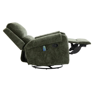 English Elm Manual Recliner Swivel Rocker Massage Chair Chenille Nursery and Living Room Seat Green N763P347287F