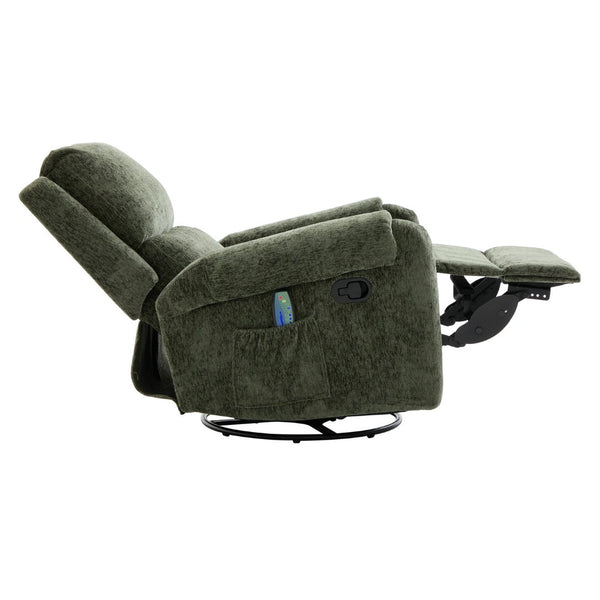 English Elm Manual Recliner Swivel Rocker Massage Chair Chenille Nursery and Living Room Seat Green N763P347287F