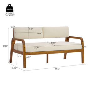 English Elm 2-pieces Outdoor Acacia Wood Loveseat and Coffee Table Set with Water-resistant Cushions N768P382499T