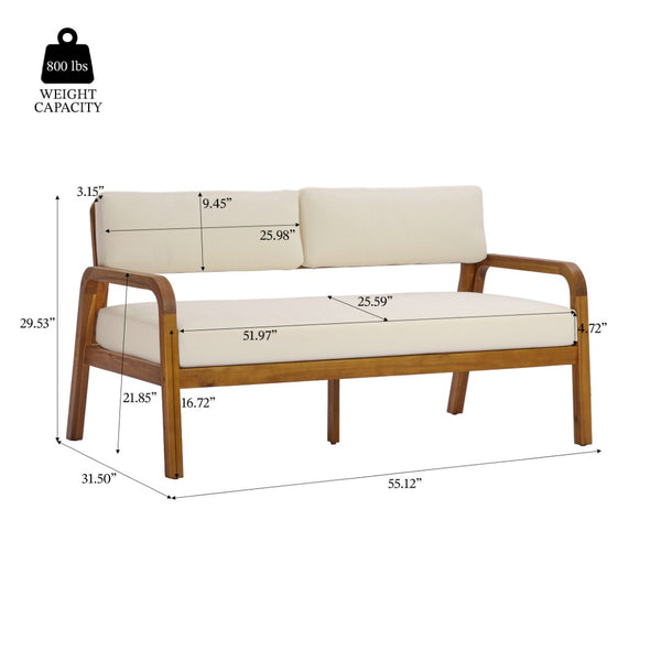 English Elm 2-pieces Outdoor Acacia Wood Loveseat and Coffee Table Set with Water-resistant Cushions N768P382499T