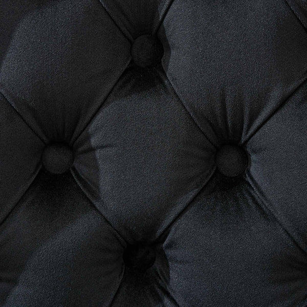 English Elm Thick Velvet Swivel Barstools Adjustable 25-33" Height with 17.7" Chrome Base, Tufted Diamond Pleat Elegance Black W1143P335042