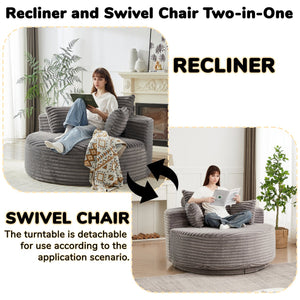 English Elm 55''l 55'l Chenille Swivel Lounge Chair Plush Foam Fill 360 Rotation Modern Living Room W834S00610