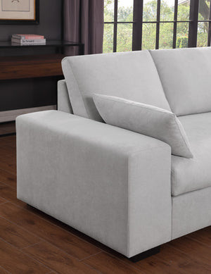 English Elm Joviel Woven Fabric Sectional with Chaise Ottoman Pocket Coil Living Room Sofa Light Gray B2749S00265