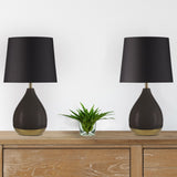 510 Design Liora Modern/Contemporary 2-Tone Ceramic Table Lamp Set of 2 5DS153-0049 Black/Gold