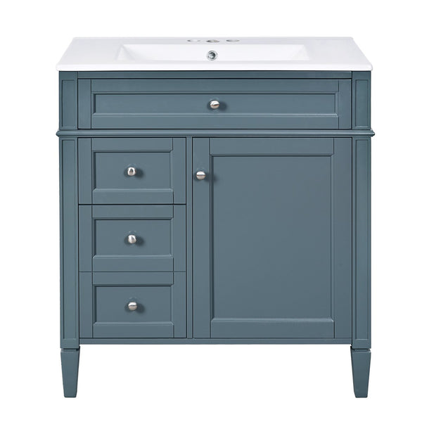 English Elm 30'' Modern Bathroom Vanity With Ceramic Sink, 3 Drawers & Cabinet Storage For Organized Elegance N710P206904M