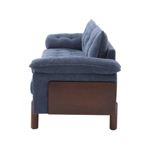 English Elm 83.5 In. Three Seat Boucle Sofa with Looped Texture and Lumbar Support for Living Rooms Navy Blue N773IS00096N