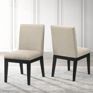 English Elm Contemporary Upholstered Dining Chairs Set of Two Oatmeal Fabric Kitchen Seating B011P446660