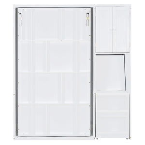 English Elm Twin Size Rotating Murphy Bed With Desk, Bookshelf & Storage – Smart Space-Saving Solution In White N820S00066K-GIGA