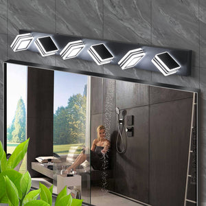 English Elm 40" Modern 6-Light LED Vanity Light — Sleek Iron & Acrylic Bathroom Wall Fixture, Dimmable, 36W Black W2312P374875