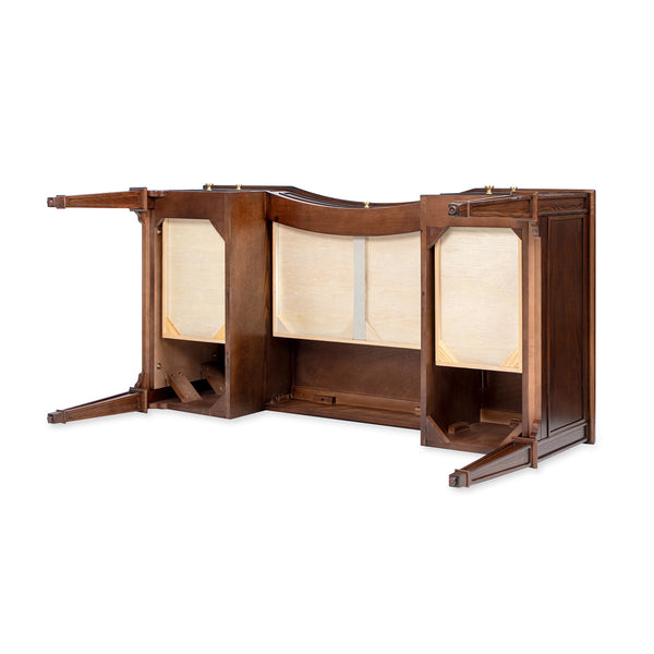 English Elm Jennifer Taylor Home - Dauphin Elegant Gold-Trim 5-Drawer Executive Desk in Ash Wood Veneer with Soft-Close Storage Appeal Dark Walnut B2719P408077